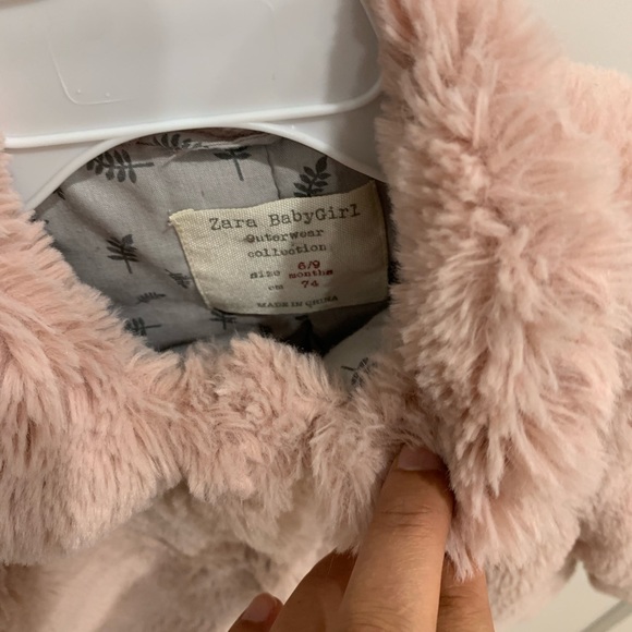 Zara Pink Winter Jacket 6/9 Months - Picture 2 of 3